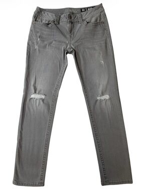 Miss Me Jeans, Gray Distressed Denim, W30, Ripped Knees, Y2K, Low Rise 30x28,